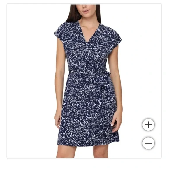 Nicole Miller Navy and White Patterned Dress - Picture 1 of 7